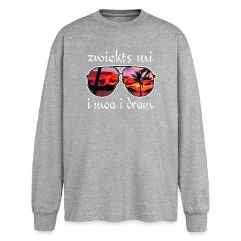 zwickts mi i moa i dram, holiday feeling, dialect - Oversized Long Sleeve T-Shirt - sports grey - Front - AI Model Female 180 light (180cm)
