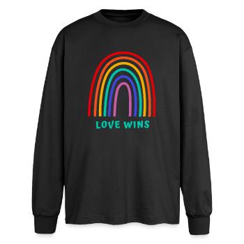 Love wins - Oversized Long Sleeve T-Shirt - black - Front - AI Model Male 185 light (185cm)