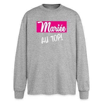 WEDDING - Oversized Long Sleeve T-Shirt - sports grey - Front - AI Model Female 180 light (180cm)