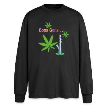 Cannabis Leaves with Bong - Oversized Long Sleeve T-Shirt - black - Front - AI Model Male 185 light (185cm)