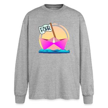 BOOTFAHREN FÖHR INSEL - Oversized Langarmshirt  - Grau meliert - Vorne - AI Model Female 180 light (180cm)