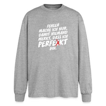 Je ne fais que des erreurs parfaites Auto-ironie Bureau - T-shirt manches longues oversize - gris chiné - Devant - AI Model Female 180 light (180cm)
