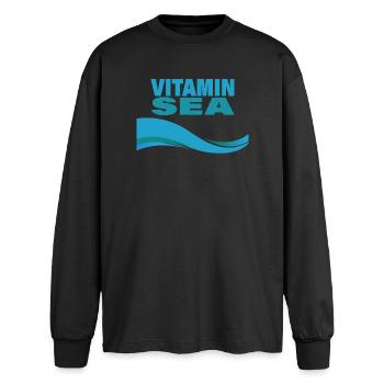 VITAMIN SEA - Oversized Long Sleeve T-Shirt - black - Front - AI Model Male 185 light (185cm)