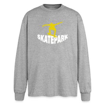SKATEPARK - T-shirt manches longues oversize - gris chiné - Devant - AI Model Female 180 light (180cm)
