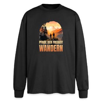 Pfade der Freiheit - Oversized Langarmshirt  - Schwarz - Vorne - AI Model Male 185 light (185cm)