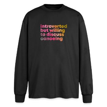 Canoeing - Oversized Long Sleeve T-Shirt - black - Front - AI Model Male 185 light (185cm)