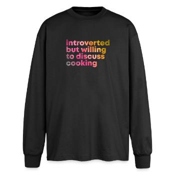 Cooking - Oversized Long Sleeve T-Shirt - black - Front - AI Model Male 185 light (185cm)