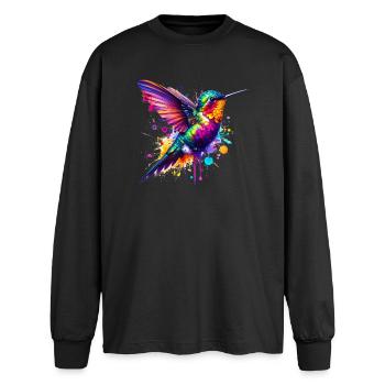 Hummingbird - Oversized Long Sleeve T-Shirt - black - Front - AI Model Male 185 light (185cm)