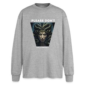 Medusa Contact visuel - T-shirt manches longues oversize - gris chiné - Devant - AI Model Female 180 light (180cm)