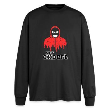 NFT - Digital asset expert - Oversized Long Sleeve T-Shirt - black - Front - AI Model Male 185 light (185cm)
