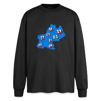 Région Midi-Pyrénées - T-shirt manches longues oversize - noir - Devant - AI Model Male 185 light (185cm)
