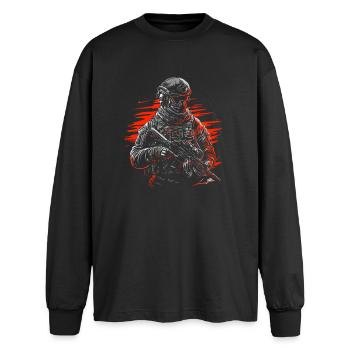 Forces spéciales - T-shirt manches longues oversize - noir - Devant - AI Model Male 185 light (185cm)