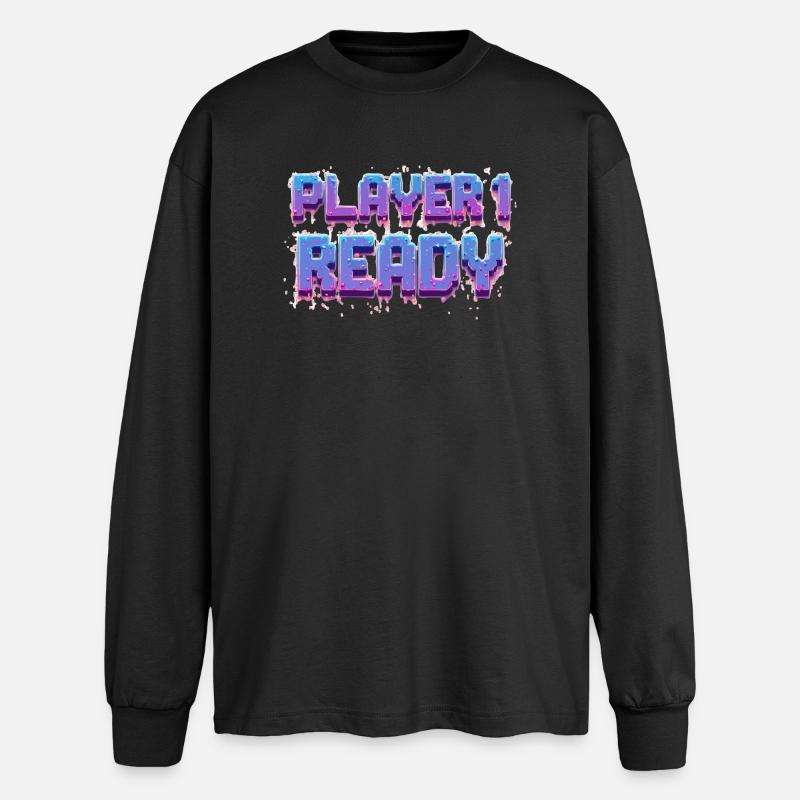 Player 1 Ready - Oversized Langarmshirt  - Schwarz