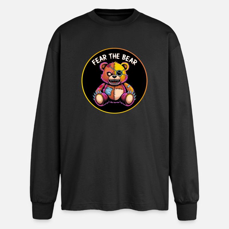 Fear the Bear - Oversized Long Sleeve T-Shirt - black