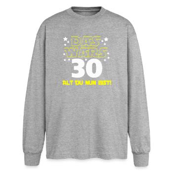 30ème anniversaire , 30 Ça y est Vieux tu es maintenant ! - T-shirt manches longues oversize - gris chiné - Devant - AI Model Female 180 light (180cm)