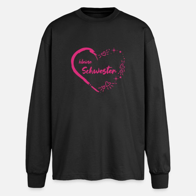kleine Schwester pink Herz rosa - Oversized Langarmshirt  - Schwarz