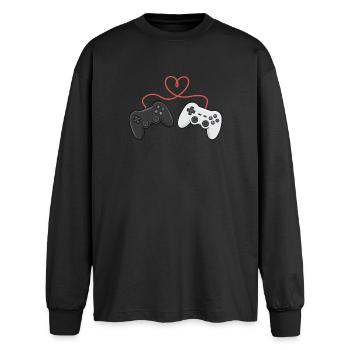 Heartwired Controllers Duo - Oversized Long Sleeve T-Shirt - black - Front - AI Model Male 185 light (185cm)