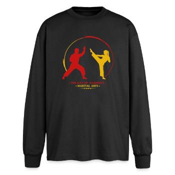 Martial art - Oversized Long Sleeve T-Shirt - black - Front - AI Model Male 185 light (185cm)