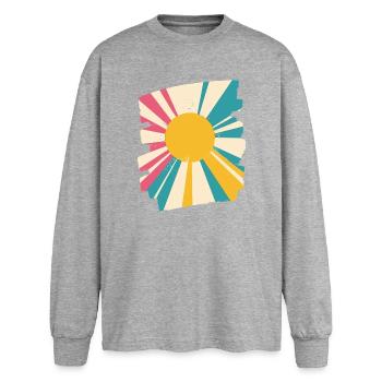 Sommer Sonne - Oversized Langarmshirt  - Grau meliert - Vorne - AI Model Female 180 light (180cm)