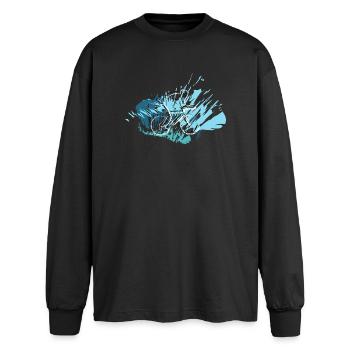 Biker Style 26 - Oversized Long Sleeve T-Shirt - black - Front - AI Model Male 185 light (185cm)