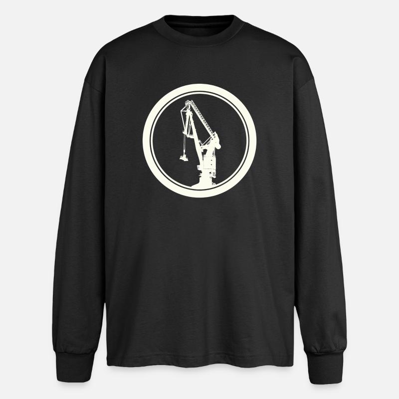 Hafenkran Silhouette 03 - Oversized Langarmshirt  - Schwarz