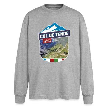 Col de Tende | Colle di Tenda | Sticker - Oversized Langarmshirt  - Grau meliert - Vorne - AI Model Female 180 light (180cm)