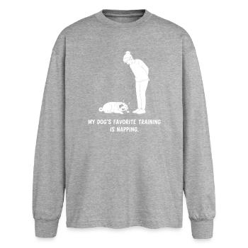 Dog Training Nap - Oversized Long Sleeve T-Shirt - sports grey - Front - AI Model Female 180 light (180cm)