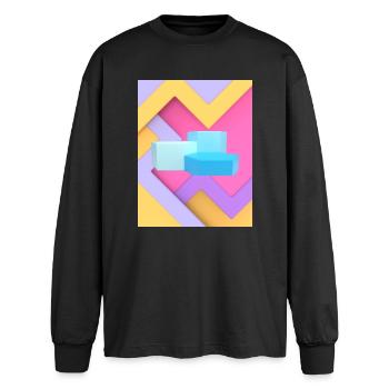 Pastel Geometric Pod Design - Oversized Long Sleeve T-Shirt - black - Front - AI Model Male 185 light (185cm)