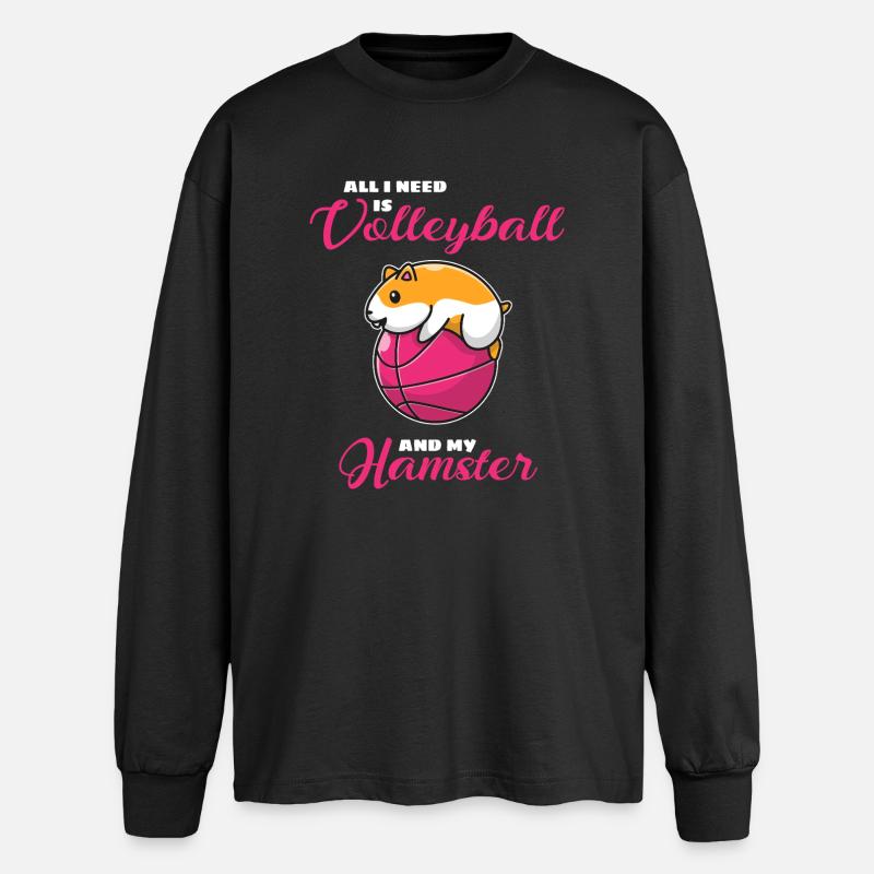 Hamster Volleyball - Oversized Long Sleeve T-Shirt - black
