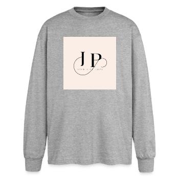 Monogramme élégant avec devise inspirante - T-shirt manches longues oversize - gris chiné - Devant - AI Model Female 180 light (180cm)