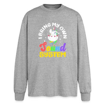 Öffentlicher Pfurz Lustig Unangemessen - Oversized Langarmshirt  - Grau meliert - Vorne - AI Model Female 180 light (180cm)