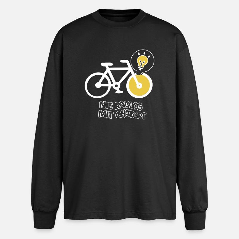 Cycling with creative light bulb design - Oversized Long Sleeve T-Shirt - black