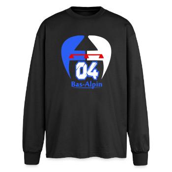 Bas-Alpine logo - Oversized Long Sleeve T-Shirt - black - Front - AI Model Male 185 light (185cm)