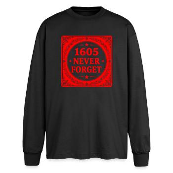 Red Gunpowder Stamp  - T-shirt manches longues oversize - noir - Devant - AI Model Male 185 light (185cm)