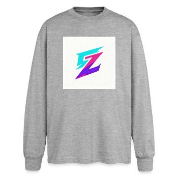 ZickZack Neon Gradient Logo - Oversized Langarmshirt  - Grau meliert - Vorne - AI Model Female 180 light (180cm)