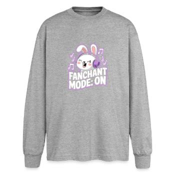 K-Pop Fanchant Corée Musique - T-shirt manches longues oversize - gris chiné - Devant - AI Model Female 180 light (180cm)