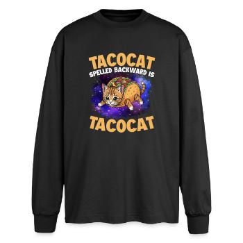 Tacocat Spelled Backward Is Tacocat - Oversized Long Sleeve T-Shirt - black - Front - AI Model Male 185 light (185cm)