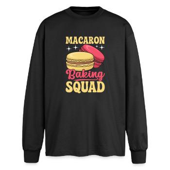 Macaron French Desserts - Oversized Long Sleeve T-Shirt - black - Front - AI Model Male 185 light (185cm)