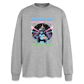 Birthday Gamer VR - Oversized Long Sleeve T-Shirt - sports grey - Front - AI Model Female 180 light (180cm)