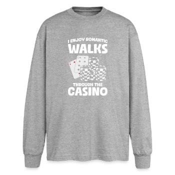 Promenades romantiques Casino Jeux d’argent Joueur drôle - T-shirt manches longues oversize - gris chiné - Devant - AI Model Female 180 light (180cm)
