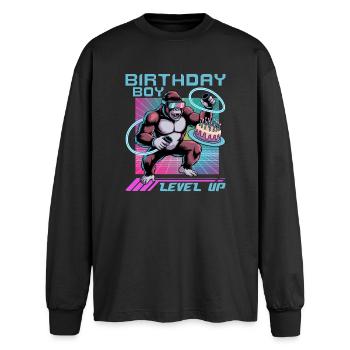 Birthday Gamer VR - Oversized Long Sleeve T-Shirt - black - Front - AI Model Male 185 light (185cm)