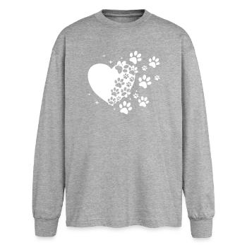Pawprint Heart Stardust - Oversized Long Sleeve T-Shirt - sports grey - Front - AI Model Female 180 light (180cm)