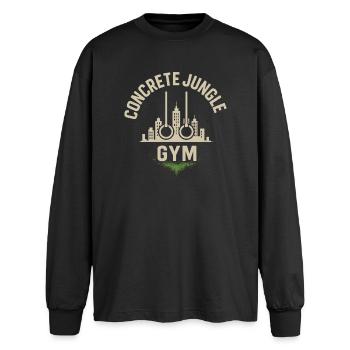 Concrete Jungle Gym - Oversized Long Sleeve T-Shirt - black - Front - AI Model Male 185 light (185cm)