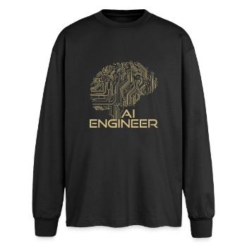 AI Engineer – Artificial Intelligence & Technology - Oversized Long Sleeve T-Shirt - black - Front - AI Model Male 185 light (185cm)