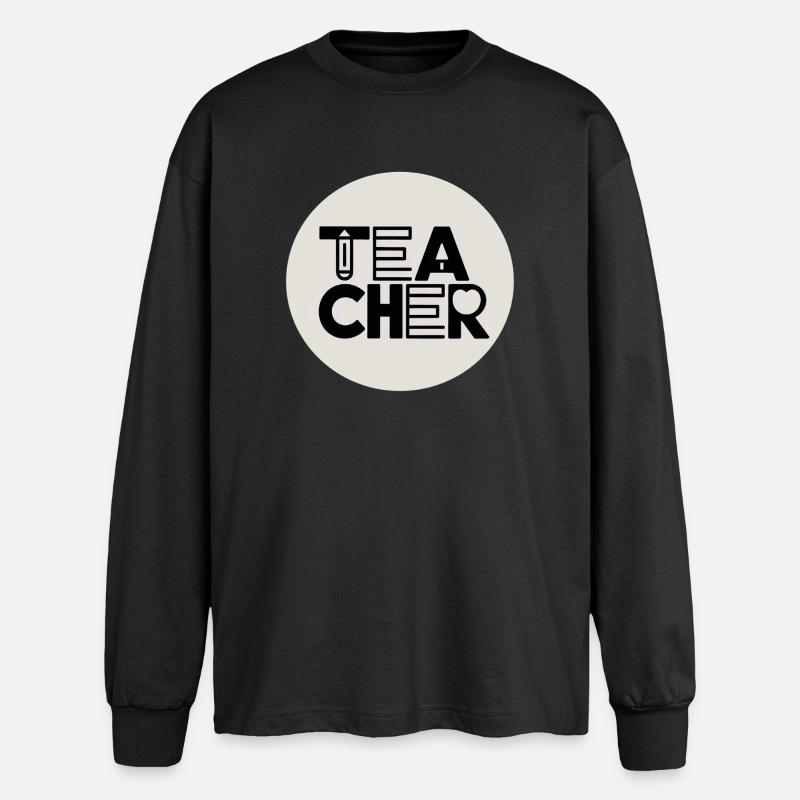 Teacher design with pencil typography - Oversized Long Sleeve T-Shirt - black