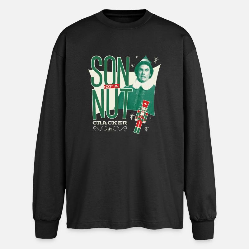 Buddy The Elf With Nutcracker & Quote - Oversized Long Sleeve T-Shirt - black