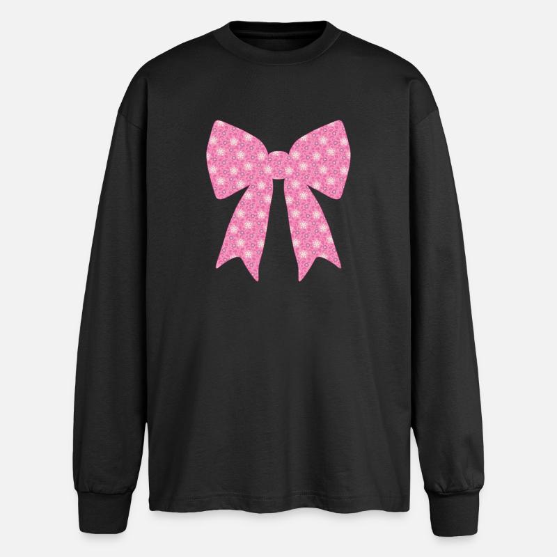 Pink Ribbon - Oversized Long Sleeve T-Shirt - black