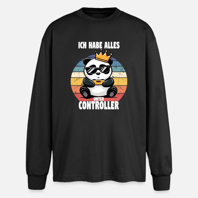 Gaming Panda - Oversized Langarmshirt  - Schwarz
