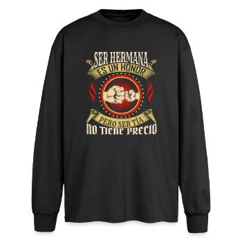 Ser tía es un honoror - Oversized Langarmshirt  - Schwarz - Vorne - AI Model Male 185 light (185cm)