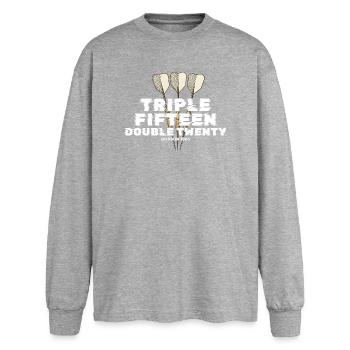 Vintage 1985 Darts Checkout - Oversized Long Sleeve T-Shirt - sports grey - Front - AI Model Female 180 light (180cm)